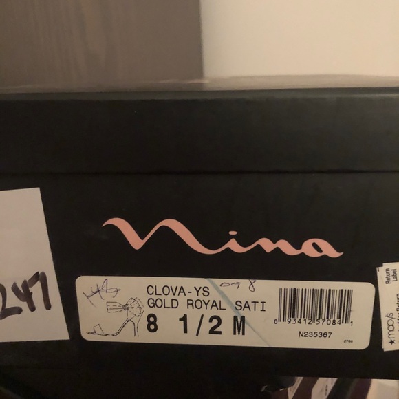 Nina Gold Satin Bow Heels - Picture 3 of 3